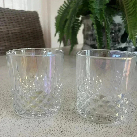 Whiskey Glasses x 2 Pearl Iridescent Color 12 oz - Picture 1 of 6